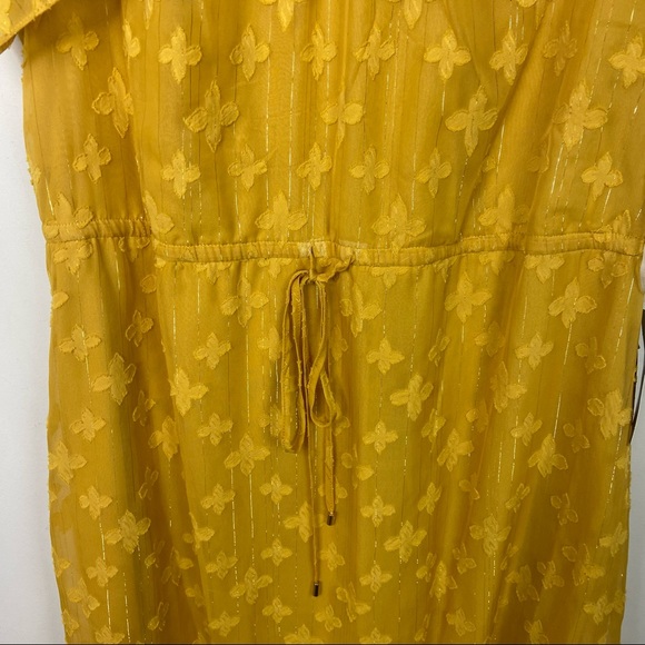NWT Nordstrom Julia Jordan Size 12 Mustard Yellow Jacquard Midi Dress New W Tags - Picture 8 of 16
